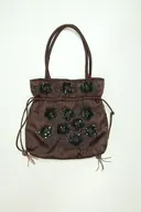 Braune Handtasche mit Pailletten-Blumen